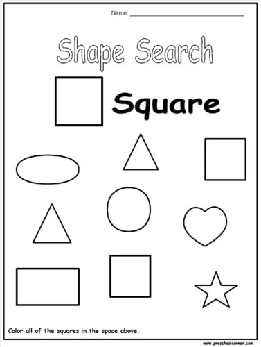 printable shape search worksheets for preschool